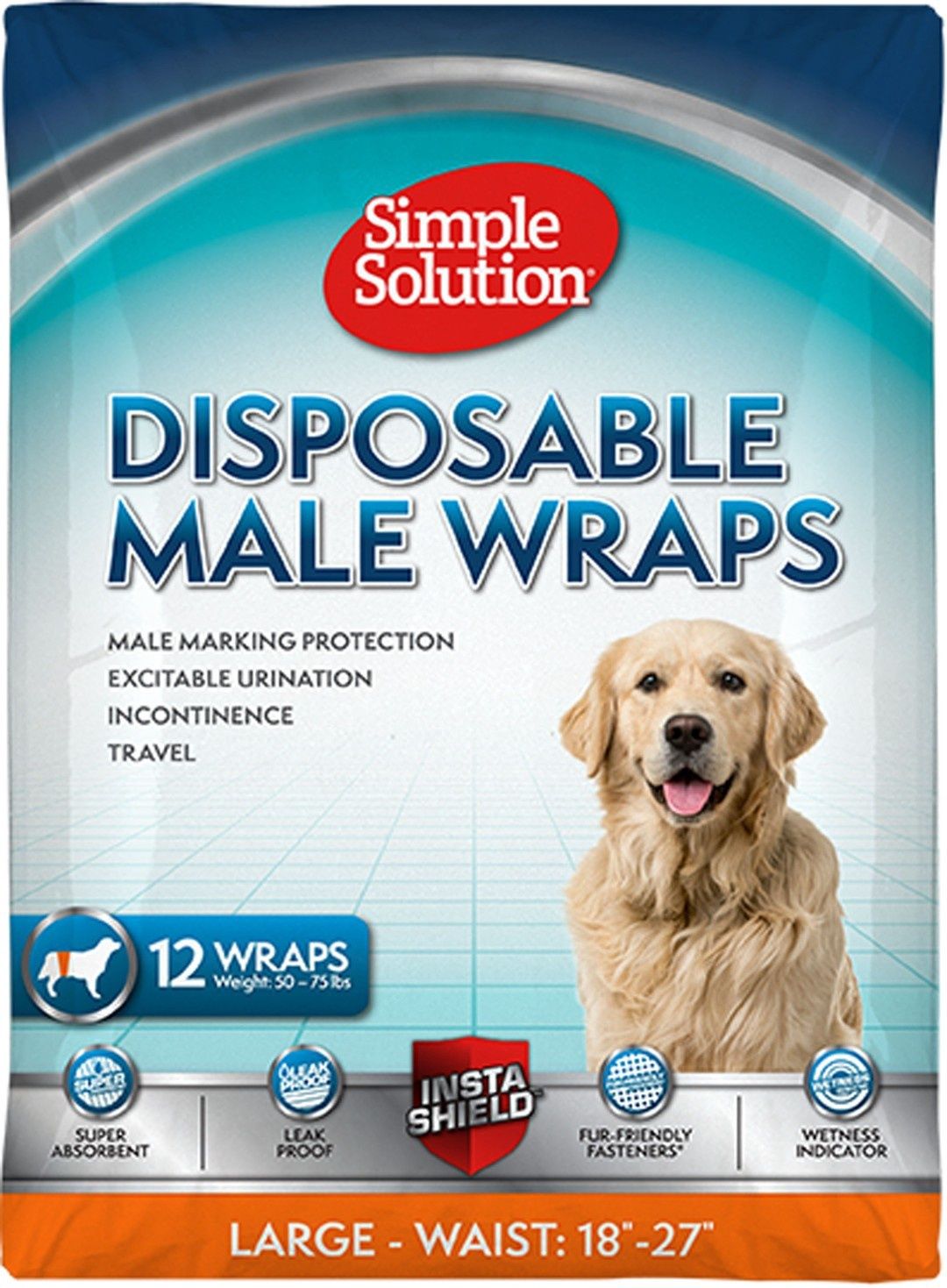 Simple Solution Disposable Male Dog Wrap  Large  12 Count