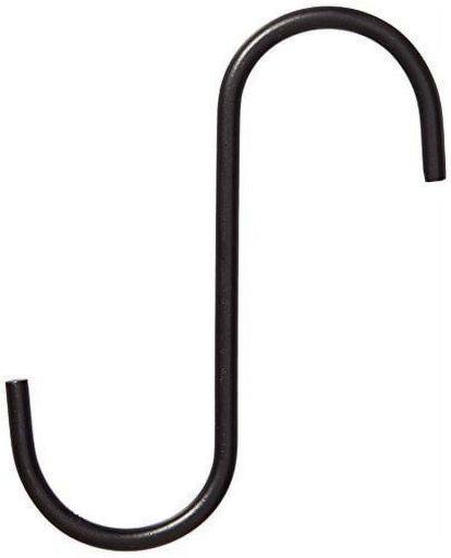 Hookery (#GH06) Metal S Extension Hook  Black 6” with 1” opening (Pack of 1)