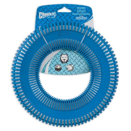 ChuckIt! Blue Rubber Flying ridged Disc Dog Toy Medium 1 pk