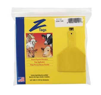 ONE-PIECE COW EAR TAGS BLANK YELLOW 25 COUNT