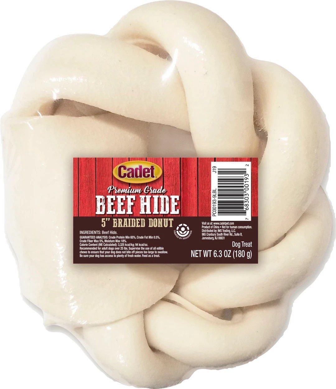 Cadet Gourmet Braided Rawhide Donut Natural 5 In
