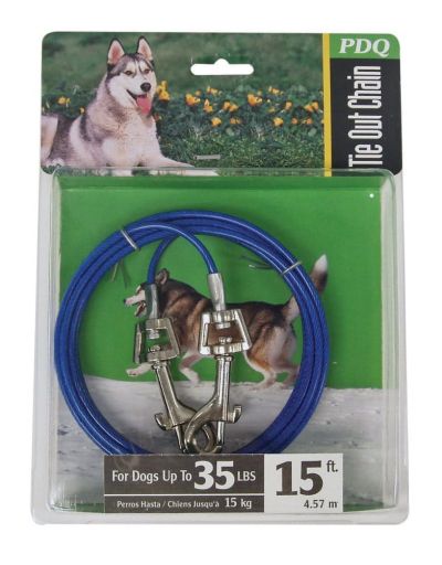 Boss Pet PDQ Blue / Silver Tie-Out Vinyl Coated Cable Dog Tie Out Medium