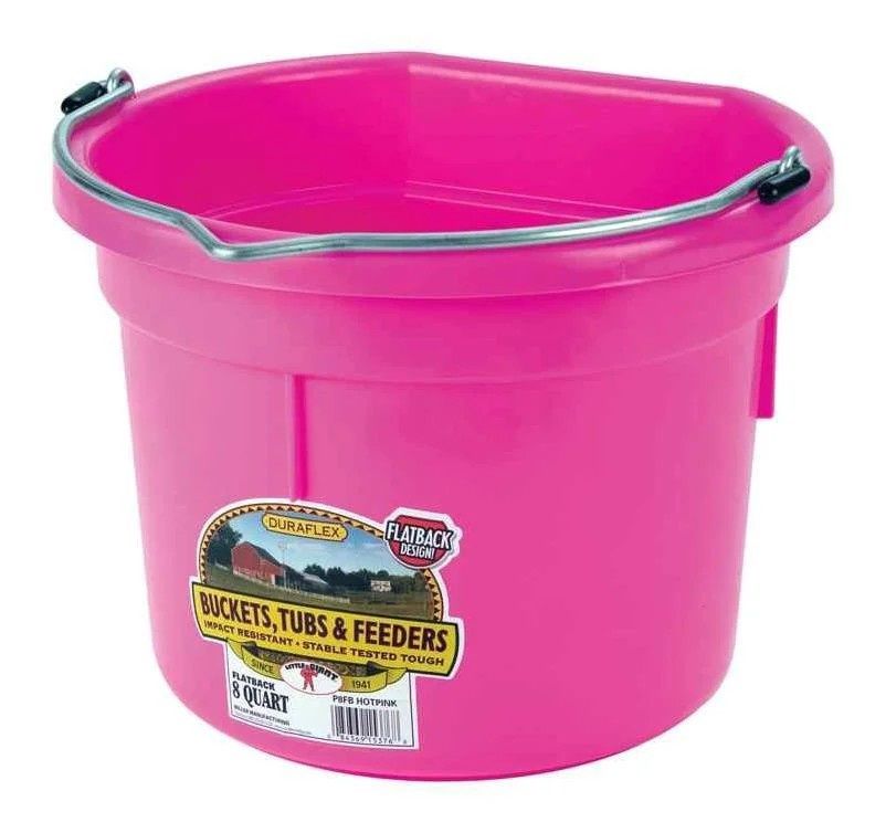 Little Giant DurFlex Flat Back Plastic Bucket Hot Pink 8 qt