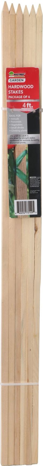 BIGTREE Package Hardwood Stakes 6pk, Size: 4FT