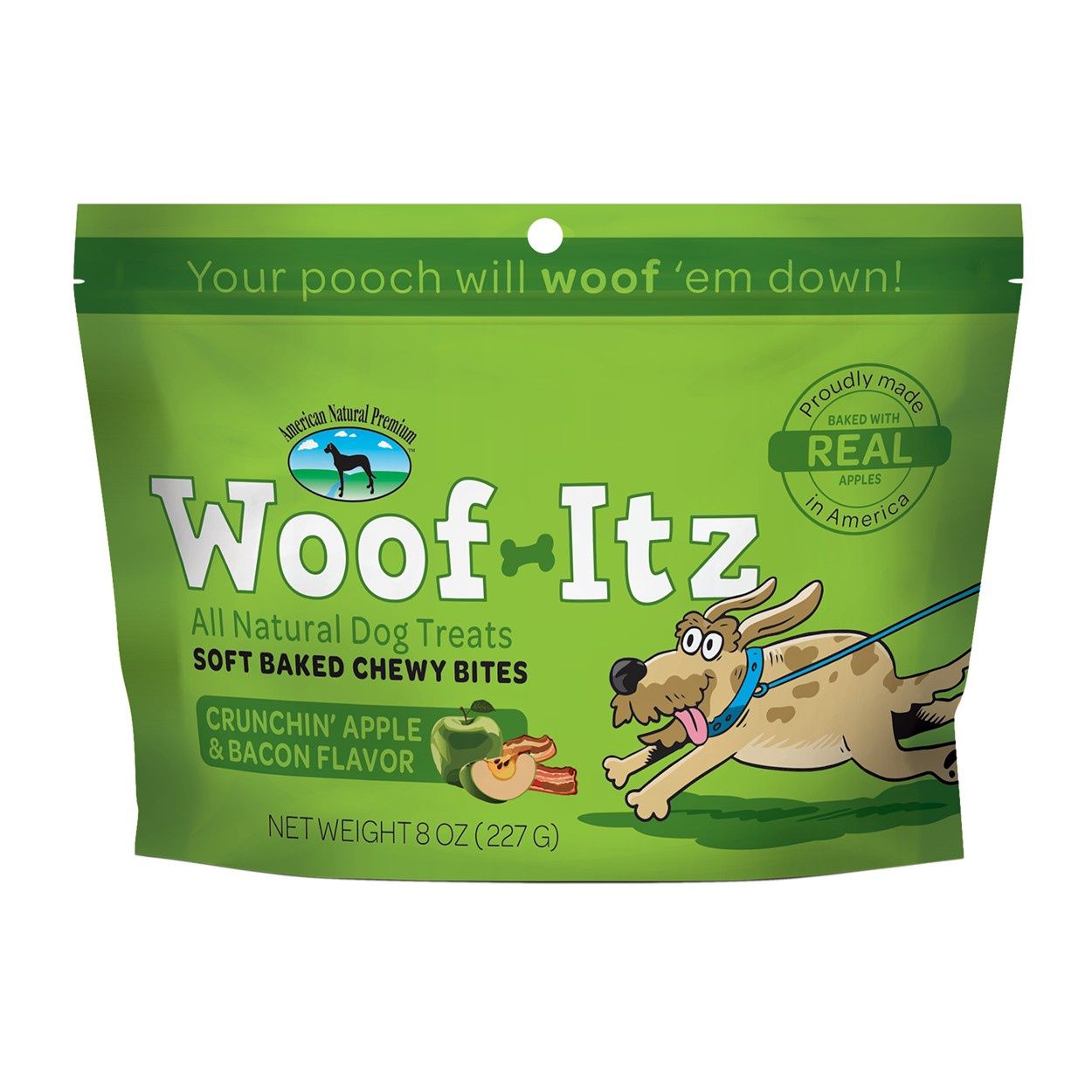 Woof-Itz Crunchin 8oz, Flavor: Apple Bacon