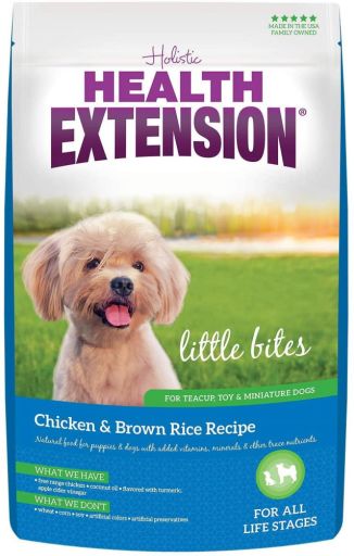 Health Extension Little Bites Chicken &amp; Brown Rice Dry Dog Food (1 lb / 0.45 kg) - Natural with Probiotics and Superfoods for Teacup  Toy &amp; Small Breeds