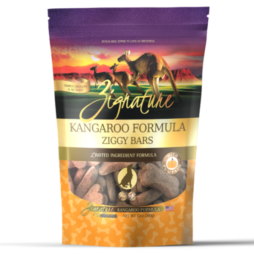 Zignature Kangaroo Formula Ziggy Bars Biscuit Dog Treats, 12-oz Bag