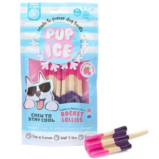 Ethical Products Pup Ice Strawberry &amp; Blueberry Rocket Lollies Dog Treat - Pack of 2