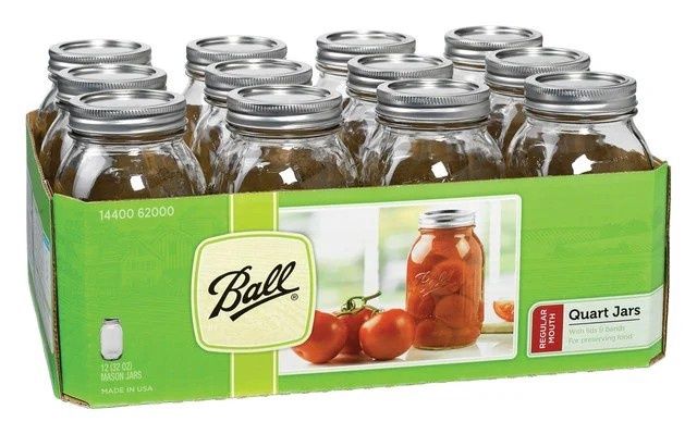 Ball Regular Mouth Mason Jars - QT 12pack