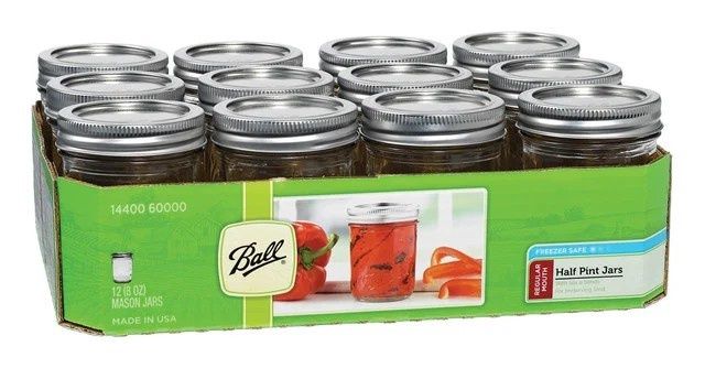 Ball Regular Mouth Mason Jars - Half Pint 12 pack