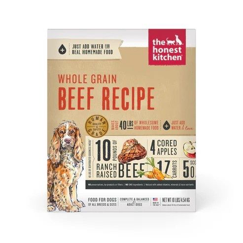 The Honest Kitchen Verve: Natural Human Grade Dehydrated Dog Food  Beef &amp; Organic Grains  10 lbs (Makes 40 lbs)