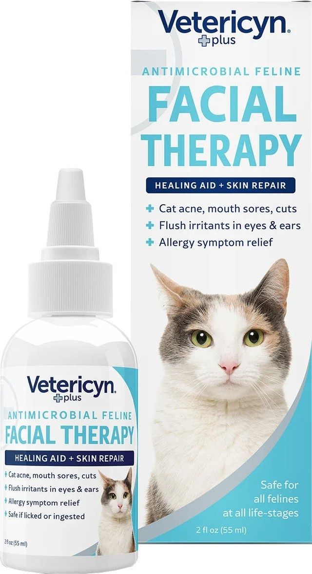 Vetericyn Plus Feline Facial Therapy for Cat Acne  Mouth Abscesses  Ear &amp; Eye Care  and More. 2 Fluid Ounce