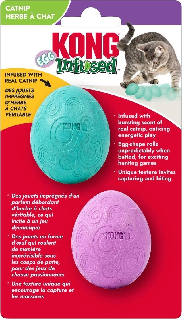 Kong Infused Egg W/Catnip Pink/Teal Cat