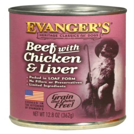 Evanger s Heritage Classic Beef Chicken &amp; Liver Canned Dog Food 12.8 oz
