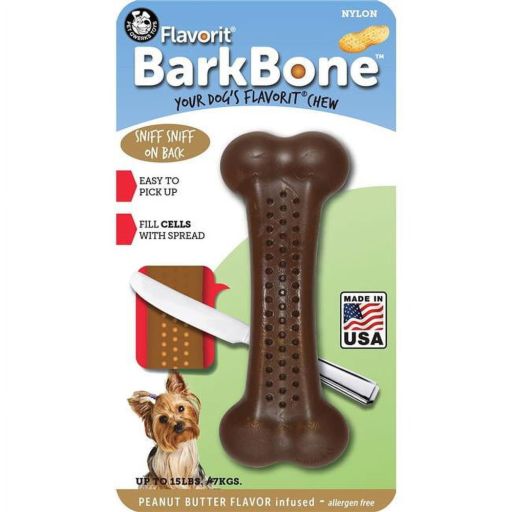 Pet Qwerks Flavorit BarkBone Nylon Dog Chew Toy Peanut Butter Flavor-Small