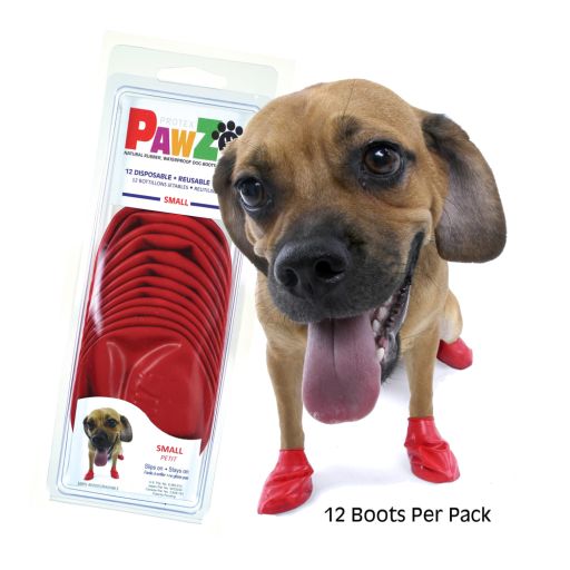 PawZ Rubber Dog Boots for Small Dogs 12pk -Small Red Dog Booties