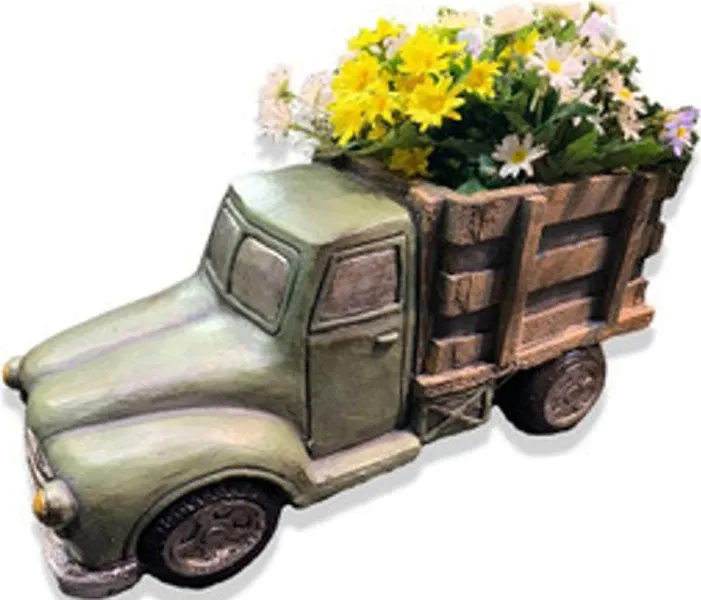 Esschert Design ZYCT272 19.8 in. Stake Box Truck MGO Planter, Green