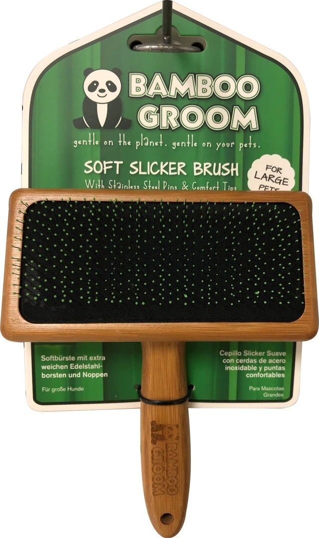 Bamboo Groom Soft Slicker Brush Lg