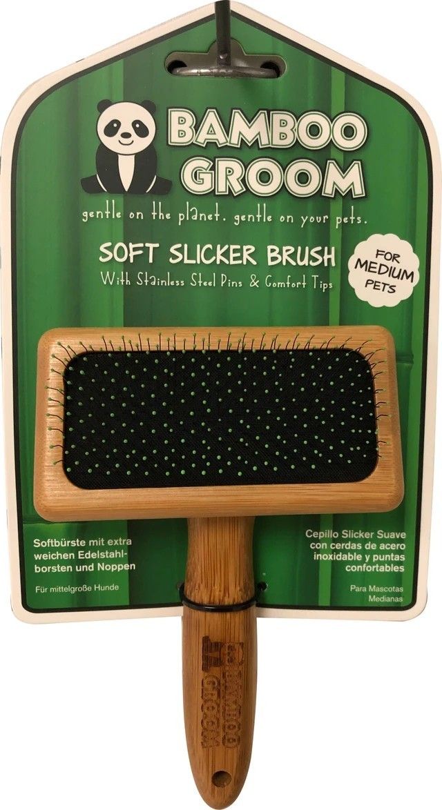 Bamboo Groom Soft Slicker Brush-Md