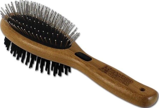 Bamboo Groom Combo Brush W/Bristle &amp; Pins Lg