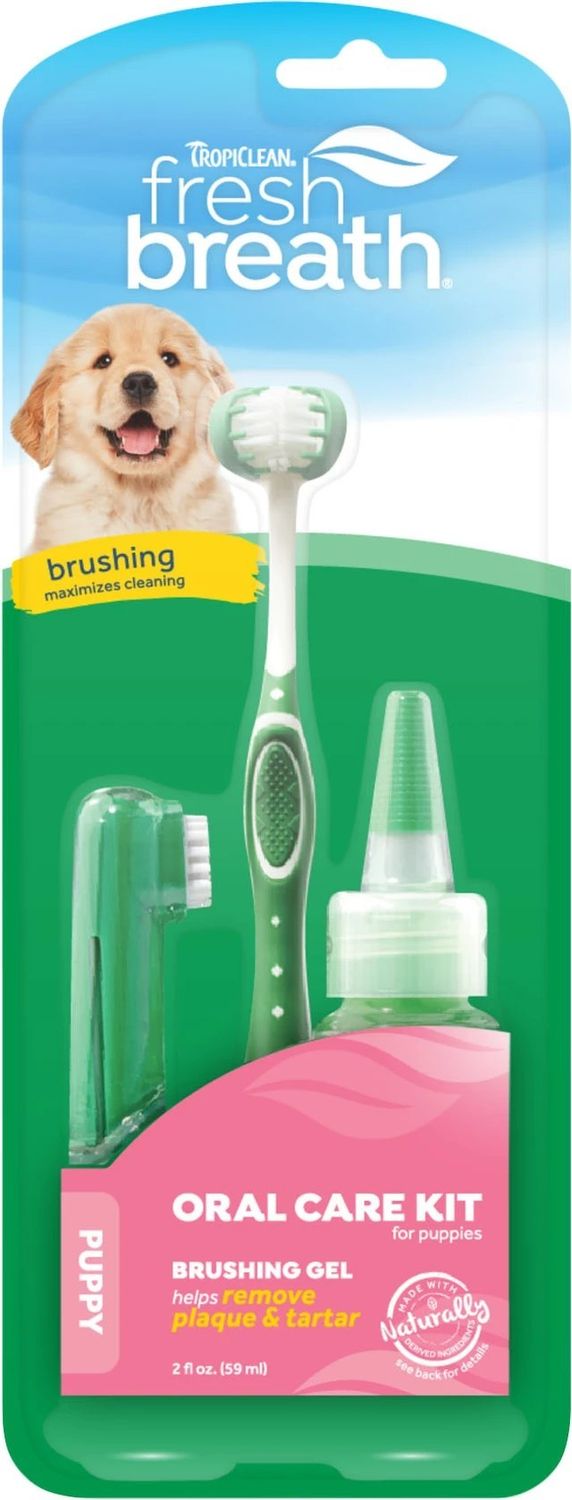 TropiClean Fresh Breath Oral Care Kit for Dogs &amp; Puppies  2 oz