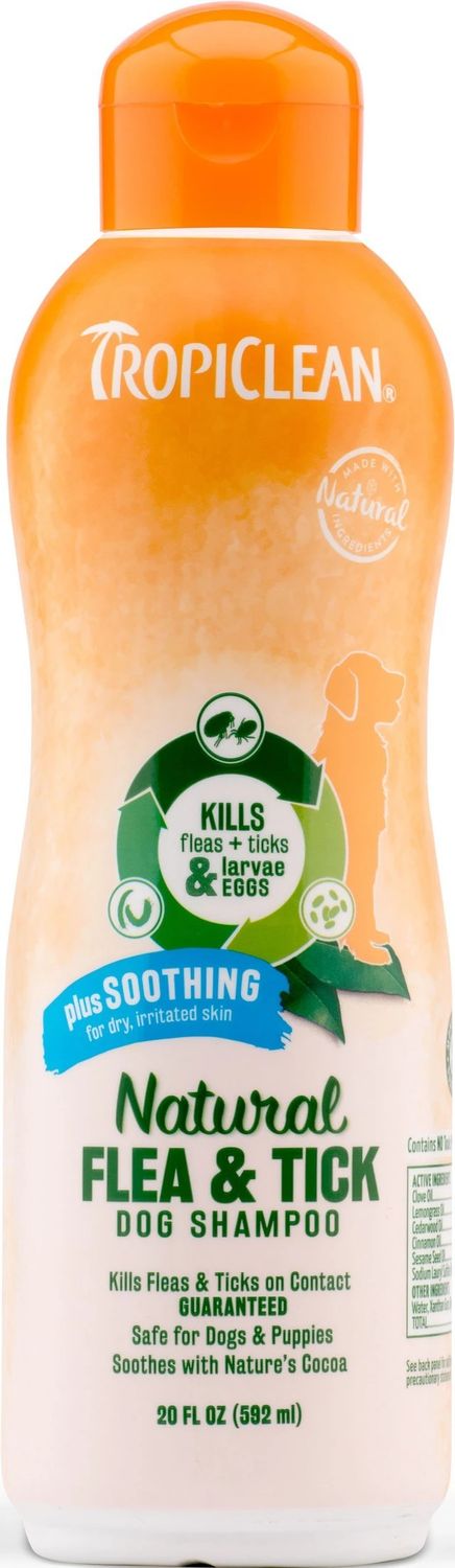 TropiClean Natural Flea &amp; Tick Soothing Shampoo for Dogs  20 oz.