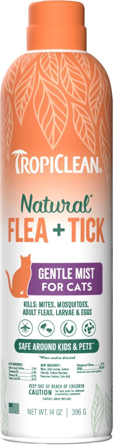 Tropiclean Natural Flea &amp; Tick Cat &amp; Home Easy Mist Spray 14 Oz