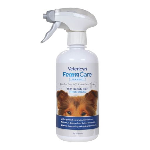 Vetericyn FoamCare Spray-On Dog Shampoo and Conditioner for Thick Coats  16 Fluid Ounces