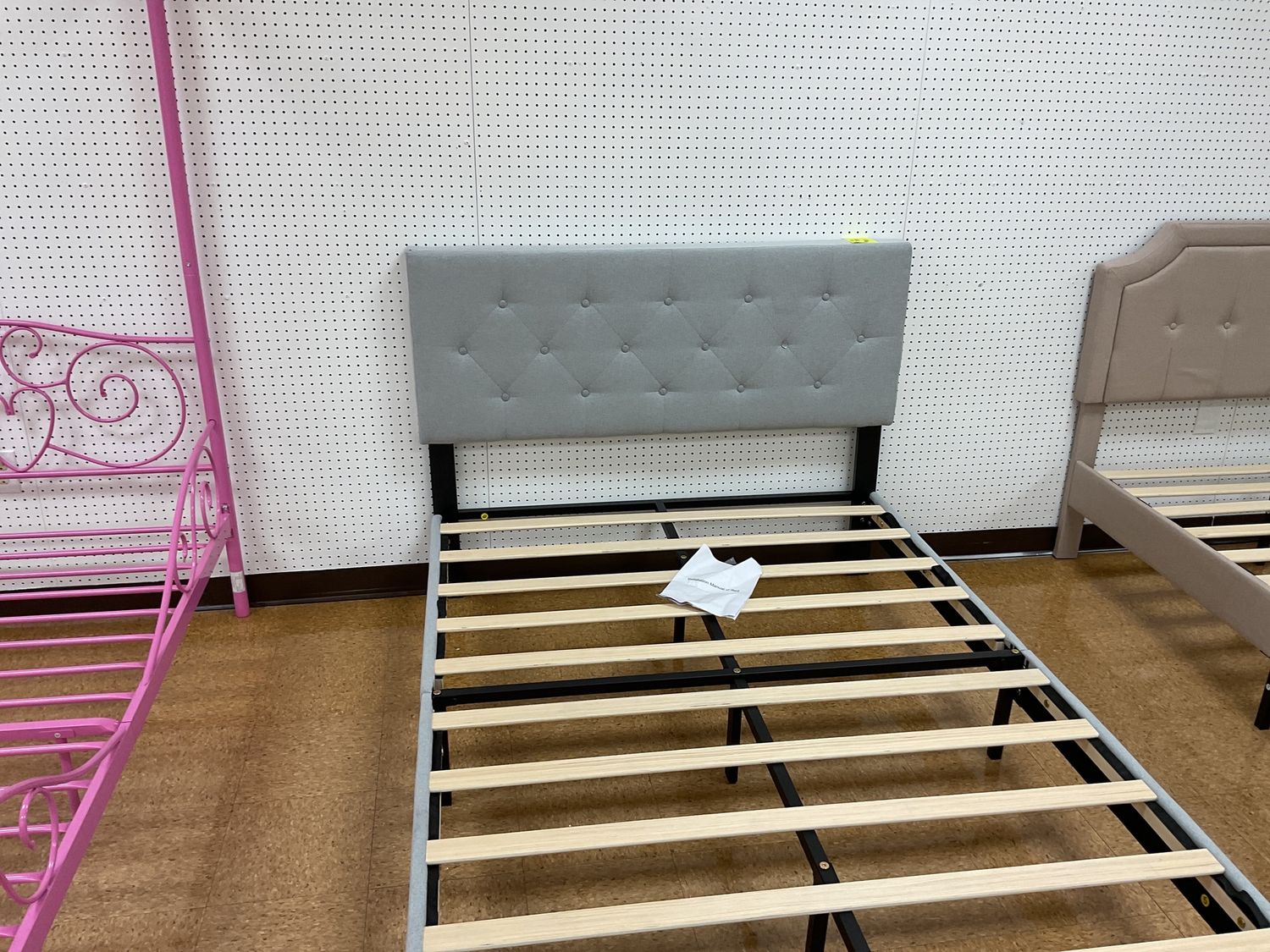 Gray full bed frame