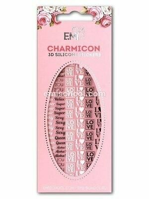 Charmicon 3D Silicone Stickers #052 Words Black/White