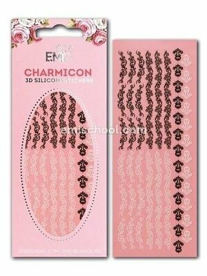 Charmicon 3D Silicone Stickers Swirl #4 Black/White