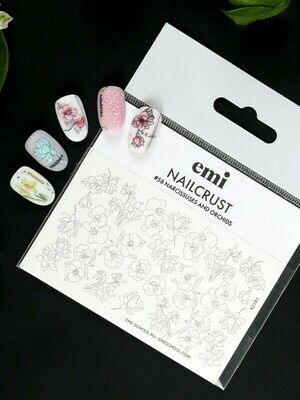 NAILCRUST Pattern Slider #58 Narcissuses and orchids