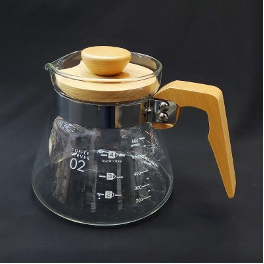 Glass coffee pot 600ml-wood