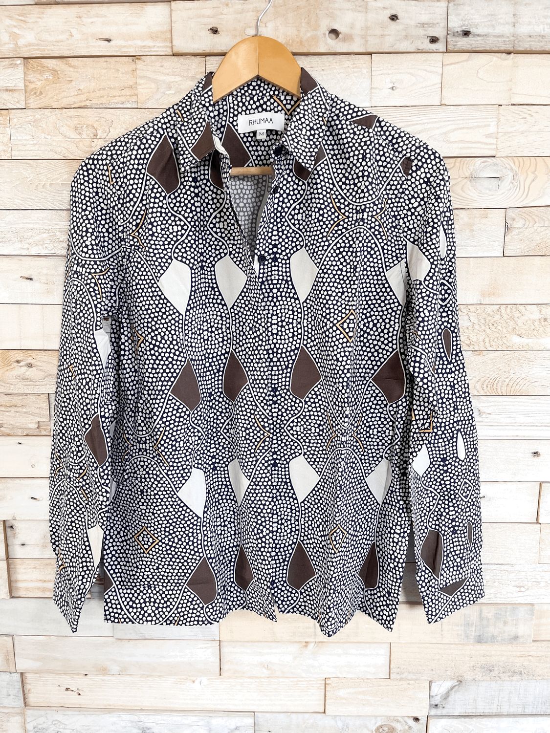 Rhumaa blouse africa print blauw