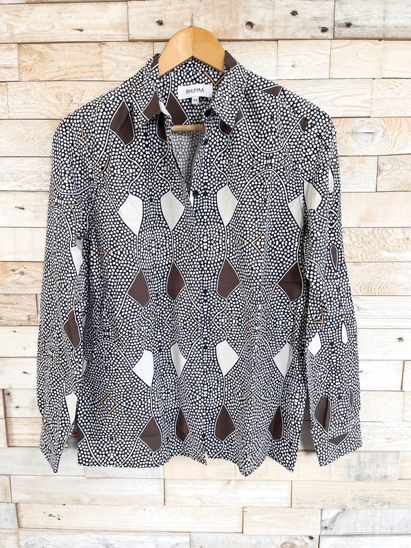 Rhumaa blouse africa print blauw