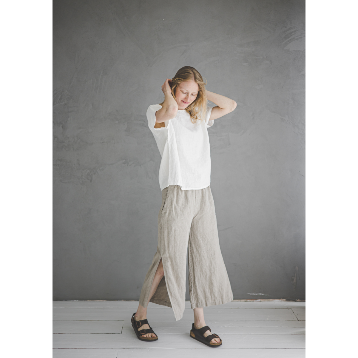 Epic Linen zijsplit - linnen broek met wijde pijpen