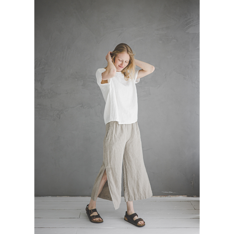 Epic Linen zijsplit - linnen broek met wijde pijpen