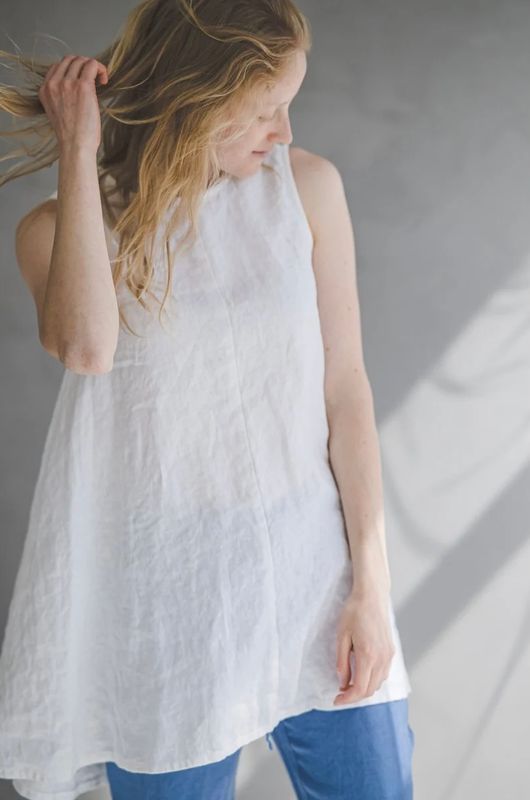 Epic Linen mouwloze linnen blouse/tuniek