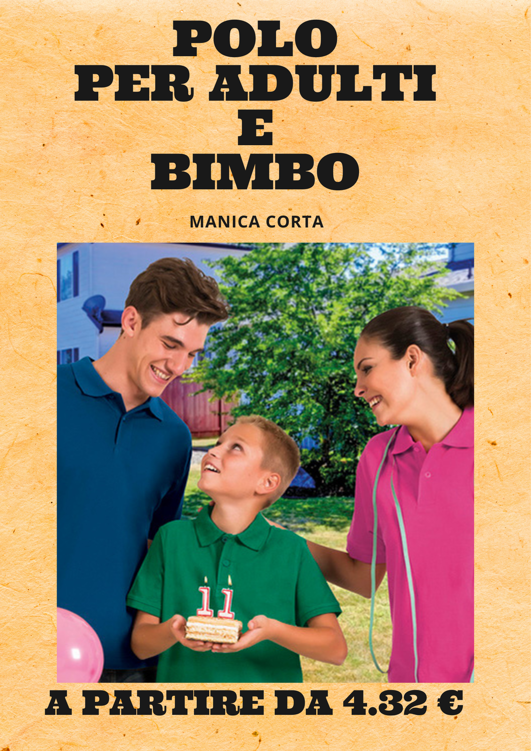 Polo Manica corta unisex in cotone adulto e bimbo