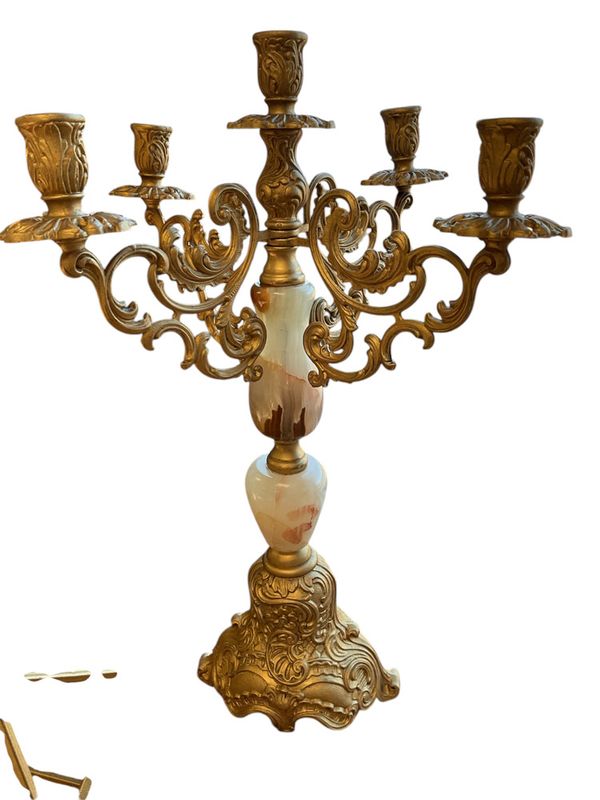 Antique Marble with Gold Details Candelabra