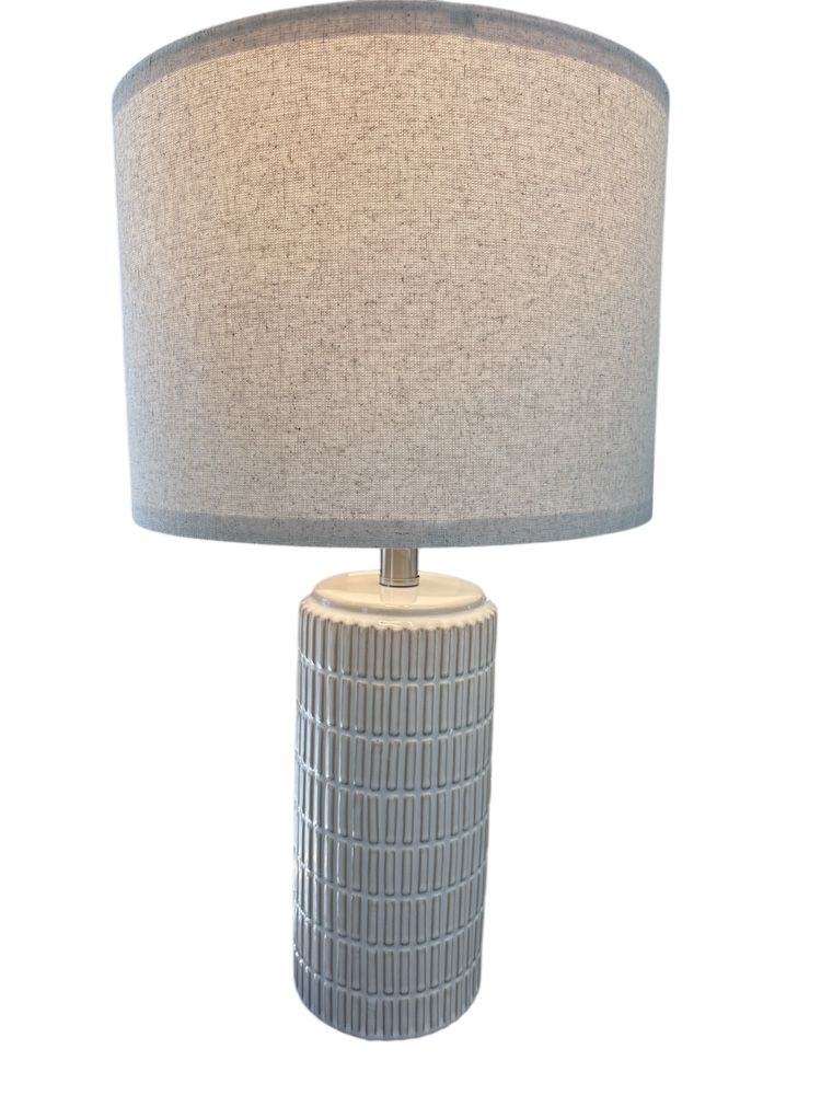 Beige Tall Lamp with Linen Shade