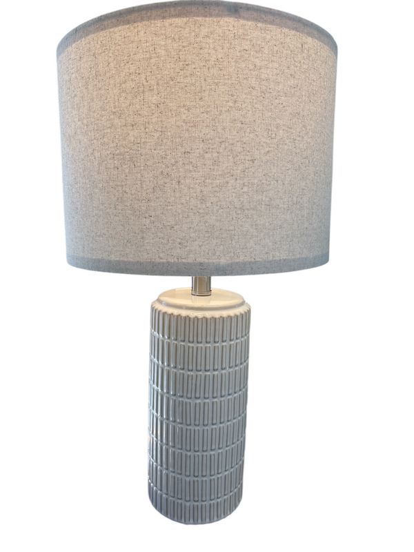 Beige Tall Lamp with Linen Shade