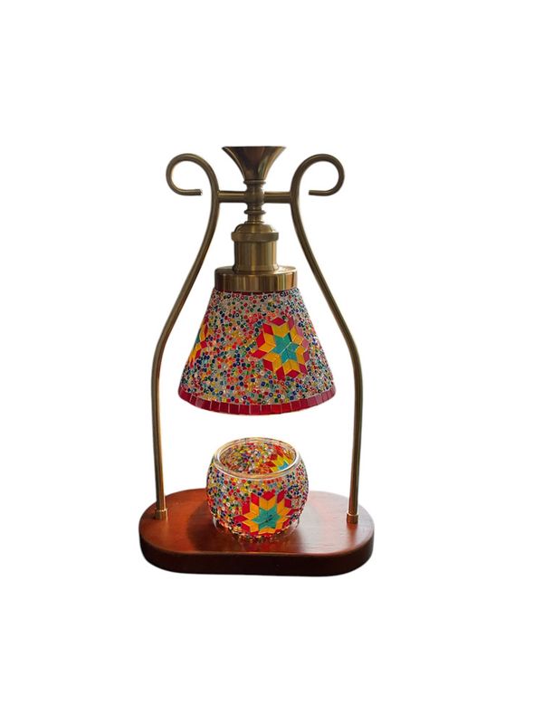 Brass Turkish Stained Glass Candle Warmer