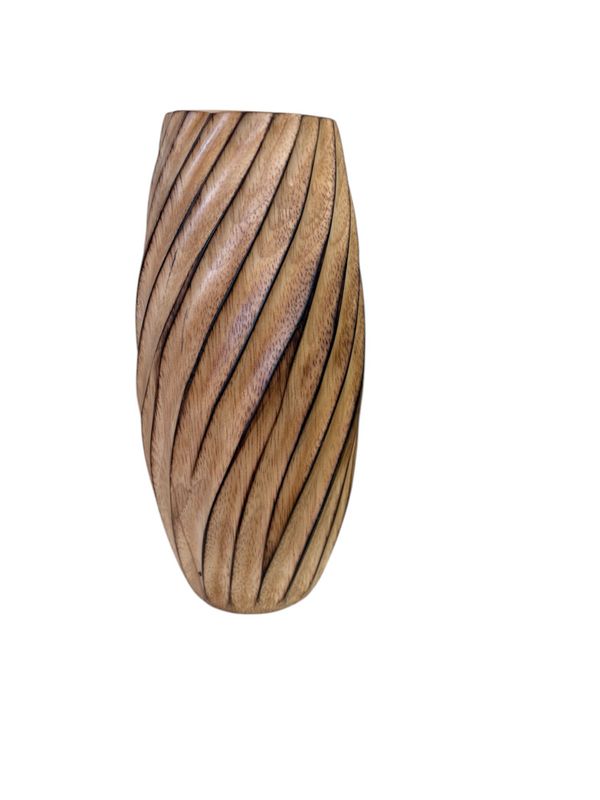 Burnt Wood, Ribbed Twist Vase