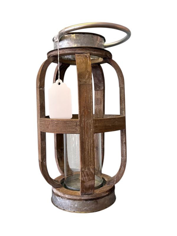 Galvanized Tin Wooden Candle Holder