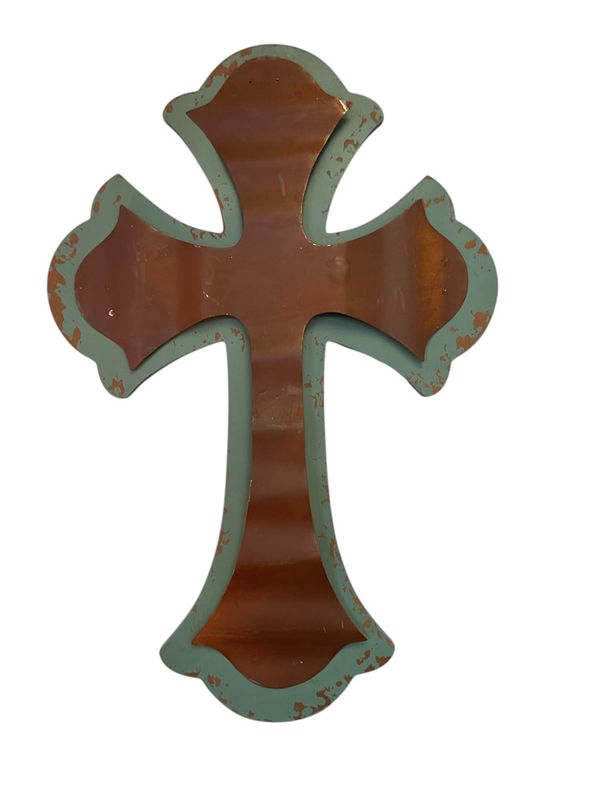 Green Distressed Wooden Cross