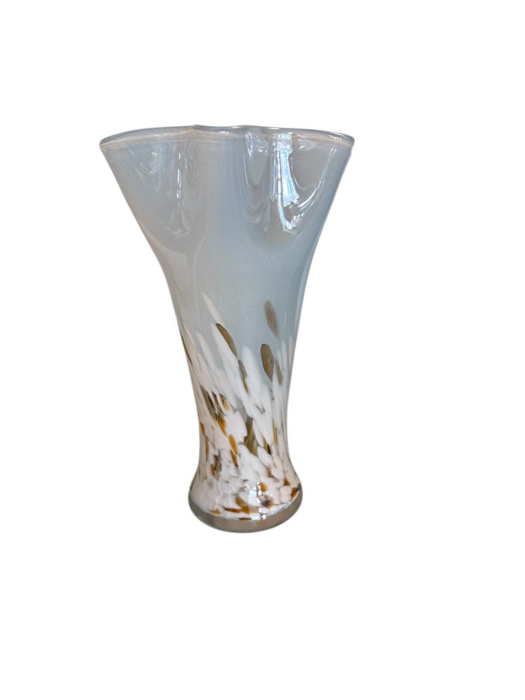 Light Blue with Gold/White Glitter Vase