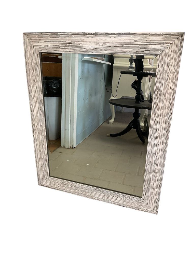 Distressed White Framed Mirror