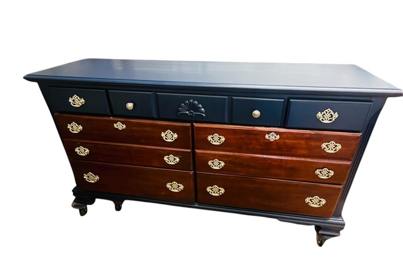 Cherry Wood & Navy Dresser