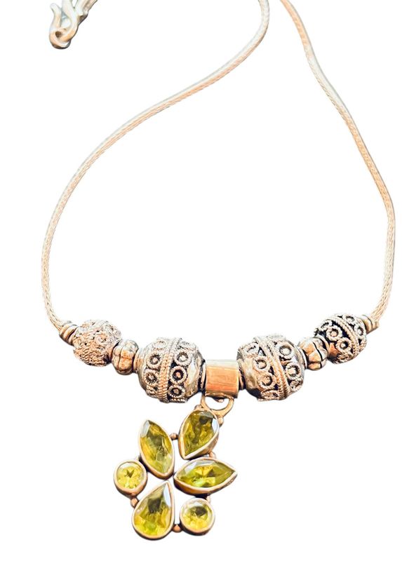 10” Peridot Sterling Silver Braided Necklace from Mexico
